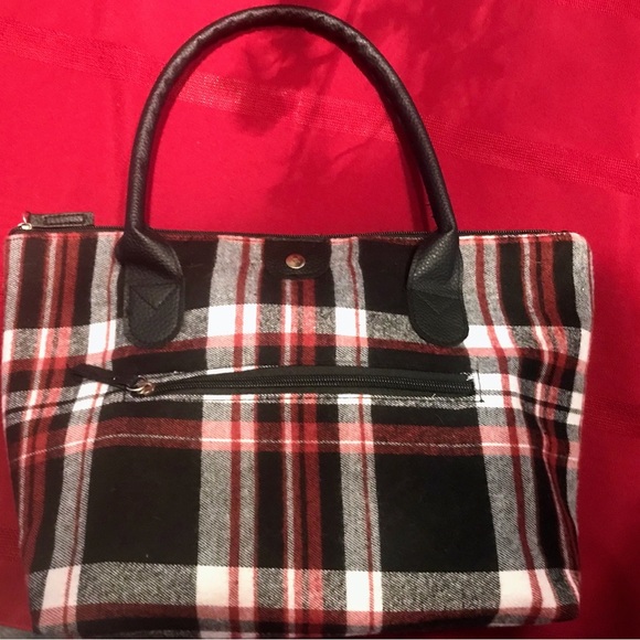 Plaid Fiona Pumps High Heels size 8.5 Plaid Purse Red Black White - Picture 3 of 13